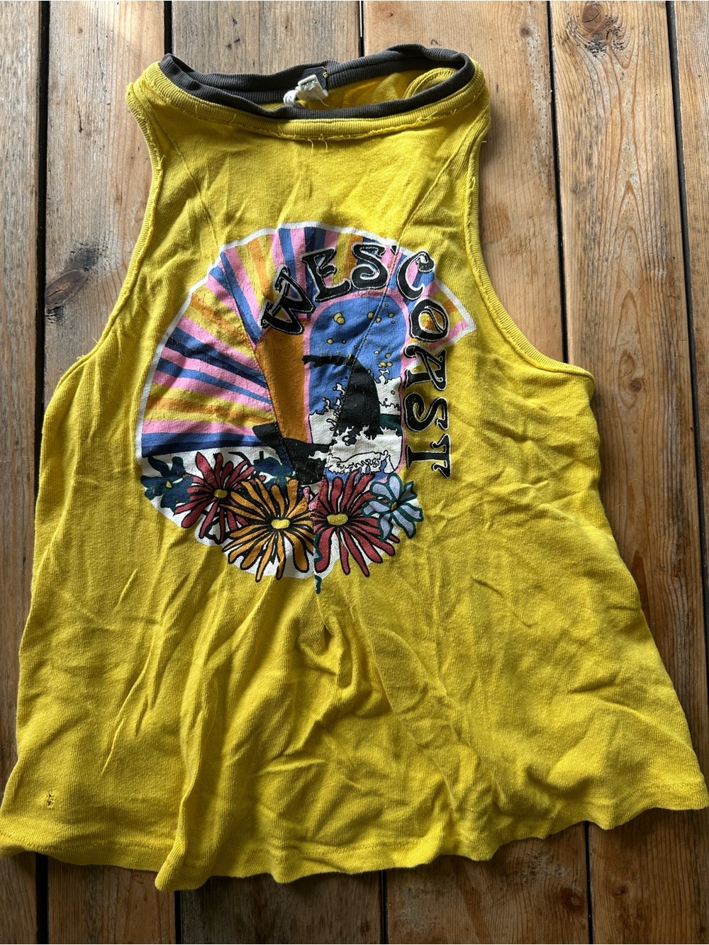 Free People Yellow Graphic West Coast Tank